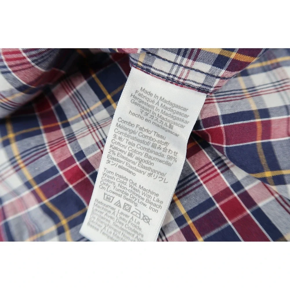 J.Crew Button Down Shirt Mens XXL Navy Red Plaid Flex Washed Classic BP969 NEW